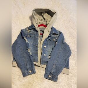 Thrills Blue Jean Jacket with Gray Lining Hoodie